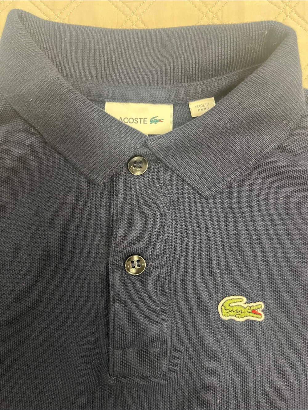 Lacoste navy blue short sleeve pique polo - boys size 10 - Picture 2 of 5